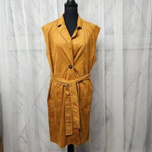 Lulu's Camel Brown Faux Suede Sleeveless Belted Knee Length Dress Size L